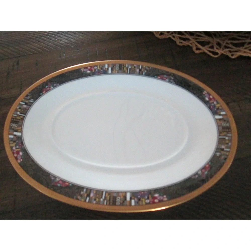 New MIKASA Royal Glimmer Bone China Gravy Boat Platter Plate‎ Serving Dish